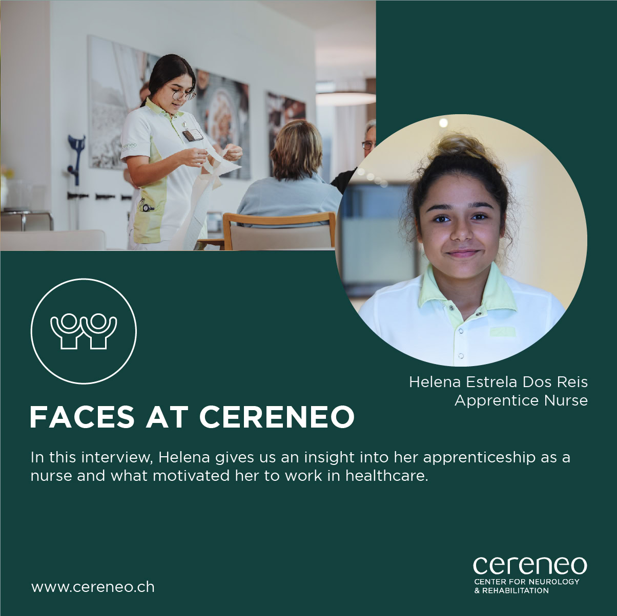Faces at cereneo – Meet Helena our apprentice Nurse