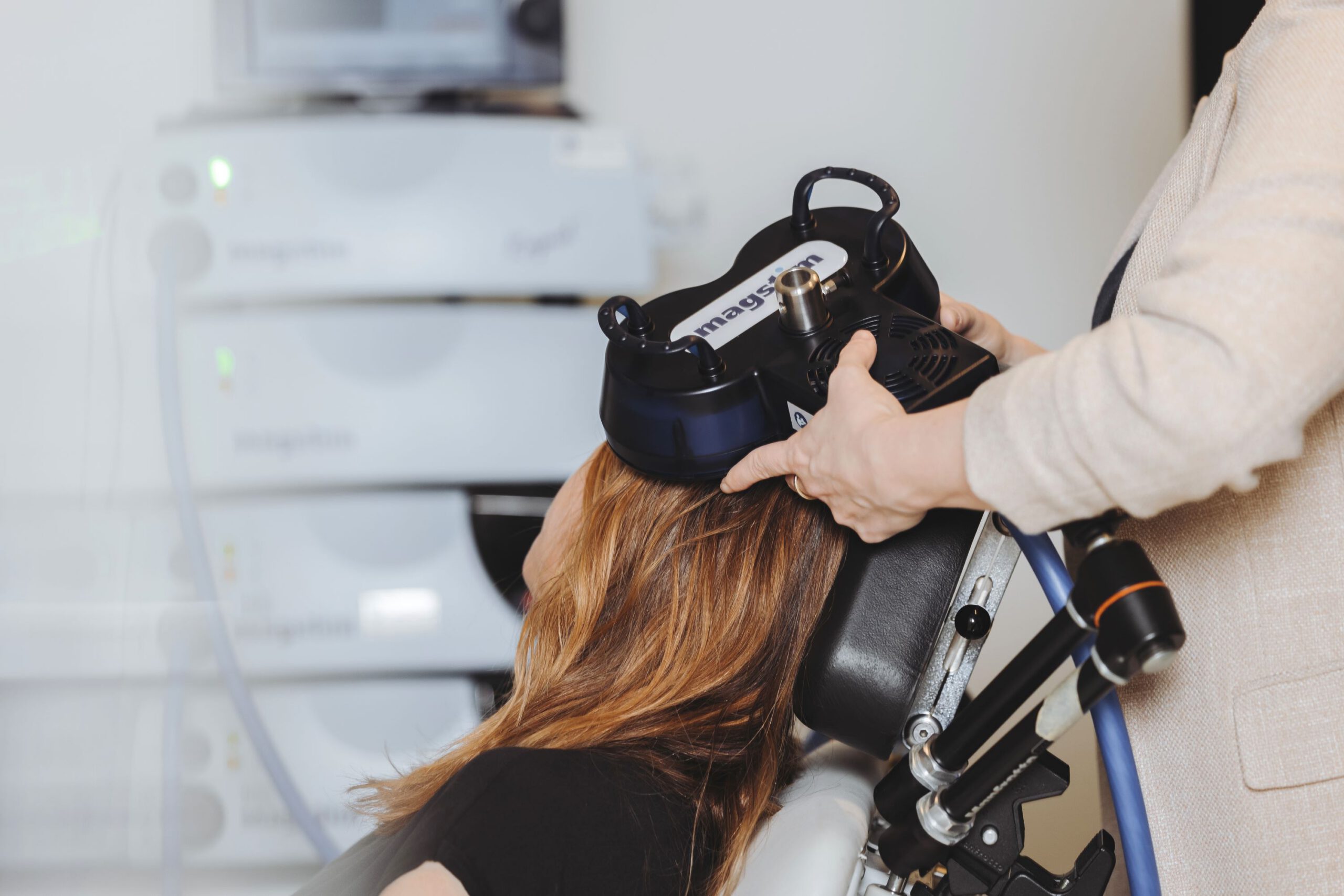 TMS stimulates specific brain regions to enhance therapy outcomes